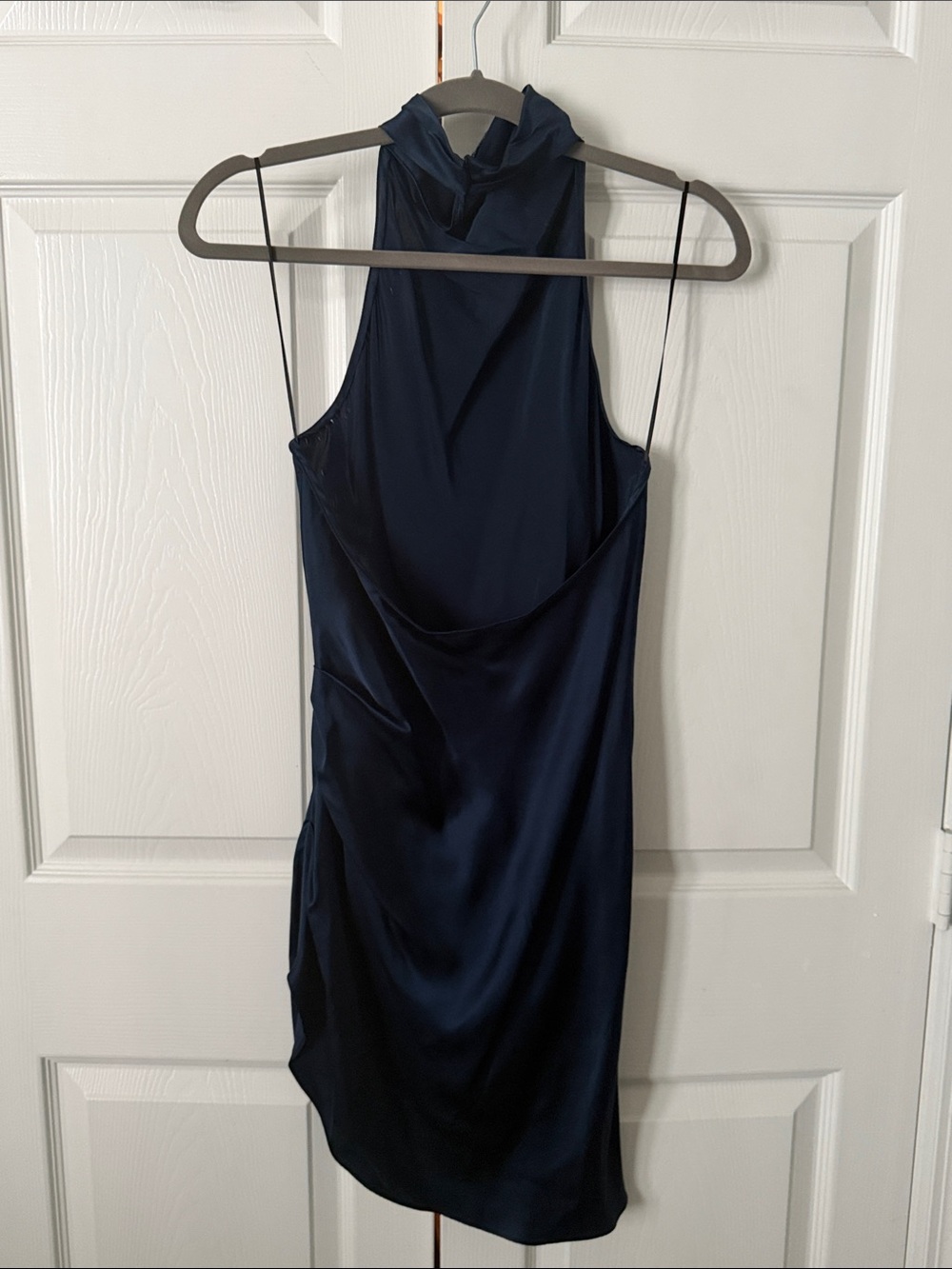 Amanda Uprichard Samba Halter Satin Mini Dress in Ink - Picture 5 of 6
